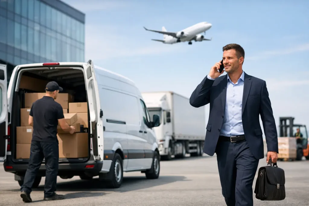 Äriklientidele transporditeenus, mis hoiab töö liikvel